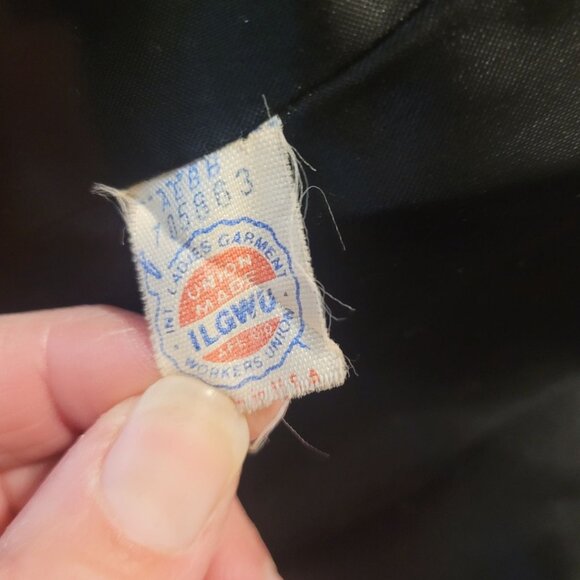 VTG J. Hook Womens Double-Breasted Wool Overcoat Satin Lining Navy Blue M L - Picture 6 of 7